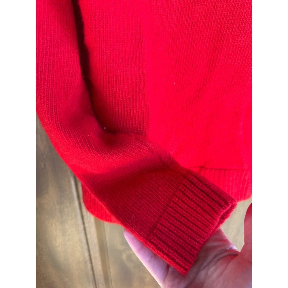 New Women's‎ J.Crew Solid Red Turtleneck Merino Wool Blend Knit Sweater SZ M